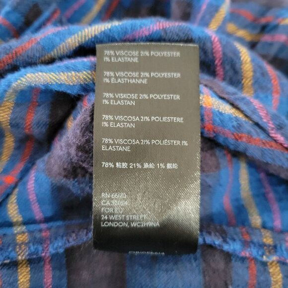 Anthropologie Blue Motif Plaid Shirt (Size LP) - Picture 6 of 7